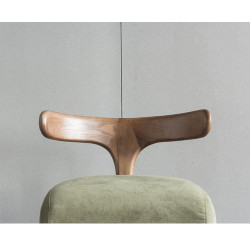 北欧现代设计师创意实木背靠布艺休闲椅Real wood back relies on cloth art recreational chair
