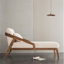 Simple modern bedroom backed by leisure siesta sofa chair
